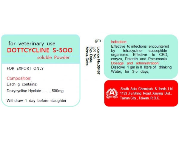 DOTTCYCLINE S-500 SOLUBLE POWDER(EXPORT ONLY)